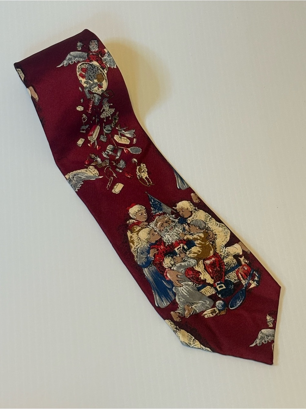 Wembley Burgundy Holiday Scene Silk Tie
